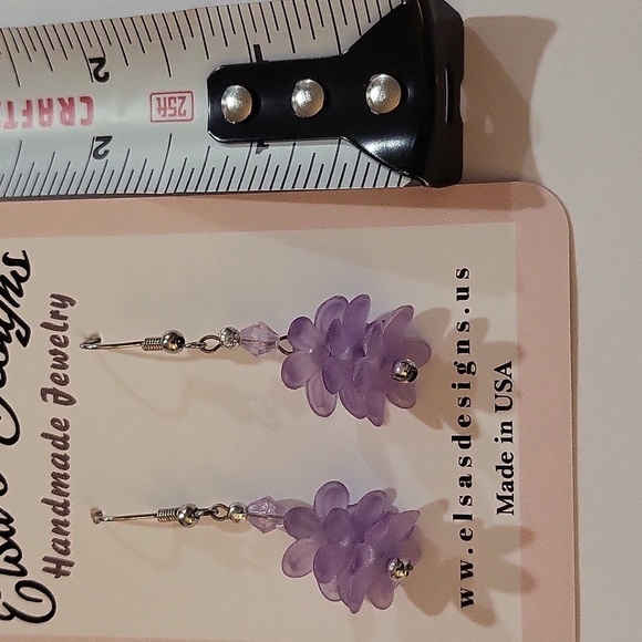 1770- Beads Handmade Women's Earrings Purple Color NWT - Picture 3 of 4